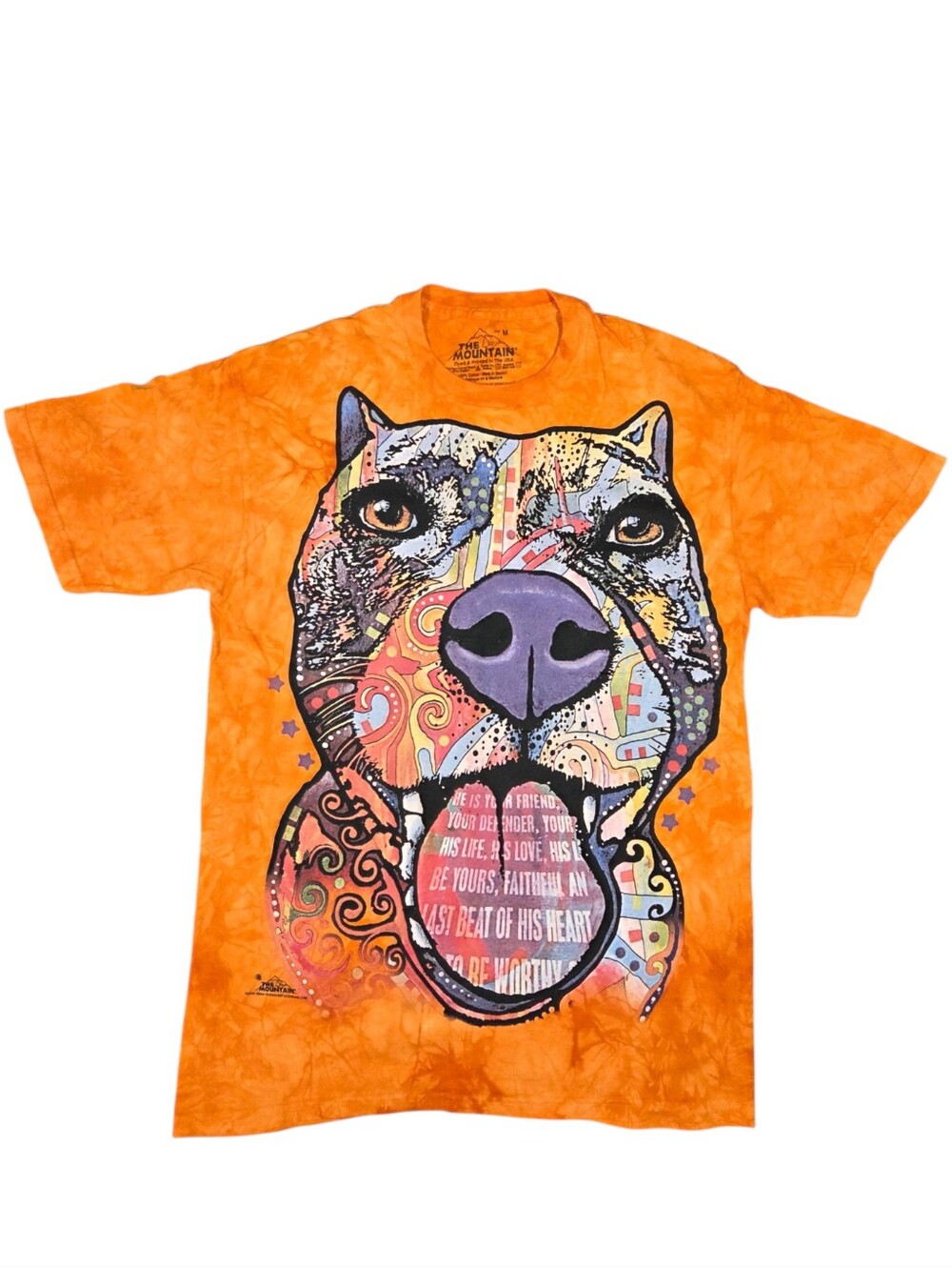 Mountain Pitbull Tie-Dye Shirt Orange Animal Dog Pittie Pitty Streetwear Medium